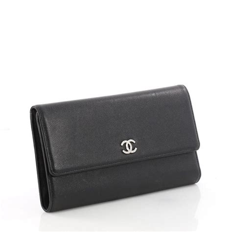 chanel tri-fold wallet caviar|Long Wallets .